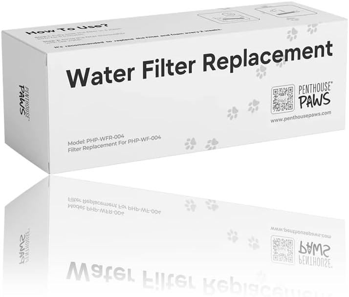 Smart Cat Water Fountain Filters, 6 Filters and 6 Sponges, Compatible with 2.2L/74oz, Automatic Pet Water Dispenser Filter Replacement, Adjustable Pet Fountain Filters