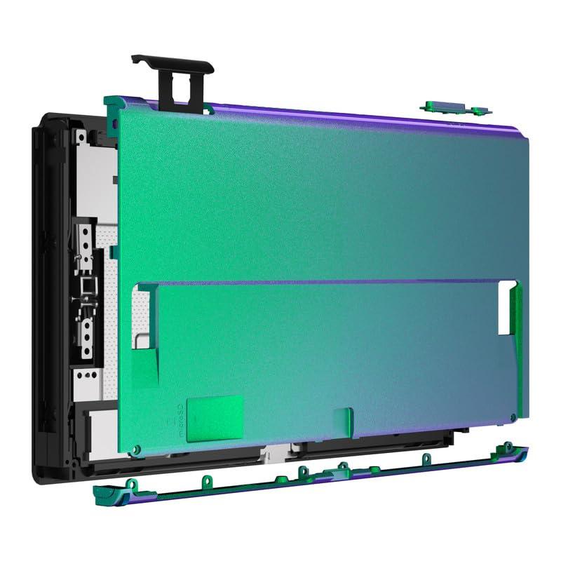 eXtremeRate Chameleon Green Purple Back Plate for Switch OLED, Soft Touch DIY Replacement Housing Shell for Nintendo Switch OLED Console – JoyCon Shell & Kickstand Not Included