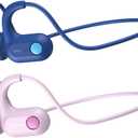Kids Bluetooth Headphones, Bluetooth 5.4 Air Conduction Open Ear Headphones, Ultra-Light, Stereo Sound with Mic, IPX5 Waterproof, 15H Playtime-Blue and Pink