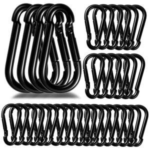 50Pack Carabiner Clips Heavy Duty, 3.2 Large Spring Snap Hooks Bulk, Galvanized Black Carabiners for Camping, Solid Spring Clips for Home Gym Hanging Hammocks Swing Hiking-500lbs Holding Capacity