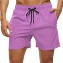 Tyhengta Men's Swim Trunks Quick Dry Beach Shorts with Zipper Pockets and Mesh Lining (36, Lilac)