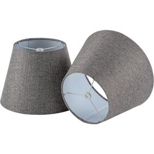 Set of 2 Medium Gray Spider Fitter Replacement Lamp Shades for Table Lamps, 6.9"H x 6.313" Top D x 9.8" Bottom D
