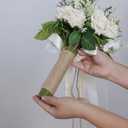 GLIDLION Wedding Bouquets Large for Bride Bridesmaid,White Champagne Artificial Roses Flowers for Wedding Church Decoration (9.5in)