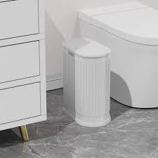 KSSKSS 1.8 Gallons Small White Bathroom Trash Can with Lid, Slim Bathroom Garbage Bin, Removable Liner Bucket, Dog Proof Trash Can with PopUp Lid for Bedroom,Toilet