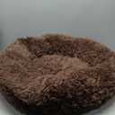 Bedsure Calming Dog Bed Medium Large Size Dogs - Donut Washable Large Pet Bed, 33 inches Anti-Slip Round Fluffy Plush Faux Fur Dog Bed, Camel