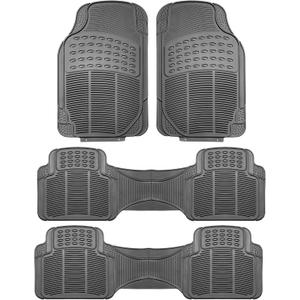 FH Group Car Floor Mats - Heavy-Duty Rubber for Cars, Universal Fit 3 Rows Full Set, Trimmable ClimaProof Floor Mats, For SUVs, Truck, Gray
