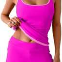 B2prity Womens Tankini Swimsuits Sporty Tummy Control Two Piece Bathing Suit Color Block Ruched Swimwear, 2XL