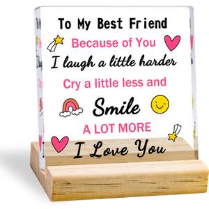 Best Friend Decor Gifts For Women Best Friend Birthday Gift For Women Friendship Gifts Plaques Christmas Gift For Womens Bestie Gift Acrylic Sign Home Desk Decoration