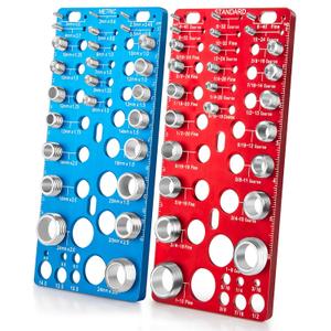 62 Pcs Nut and Bolt Thread Checker - 25 Standard + 25 Metric Thread Gauges | 12 Drill Bit Gauges, Wall-Mountable Bolt Size Finder for Identifying Fastener & Drill Bits