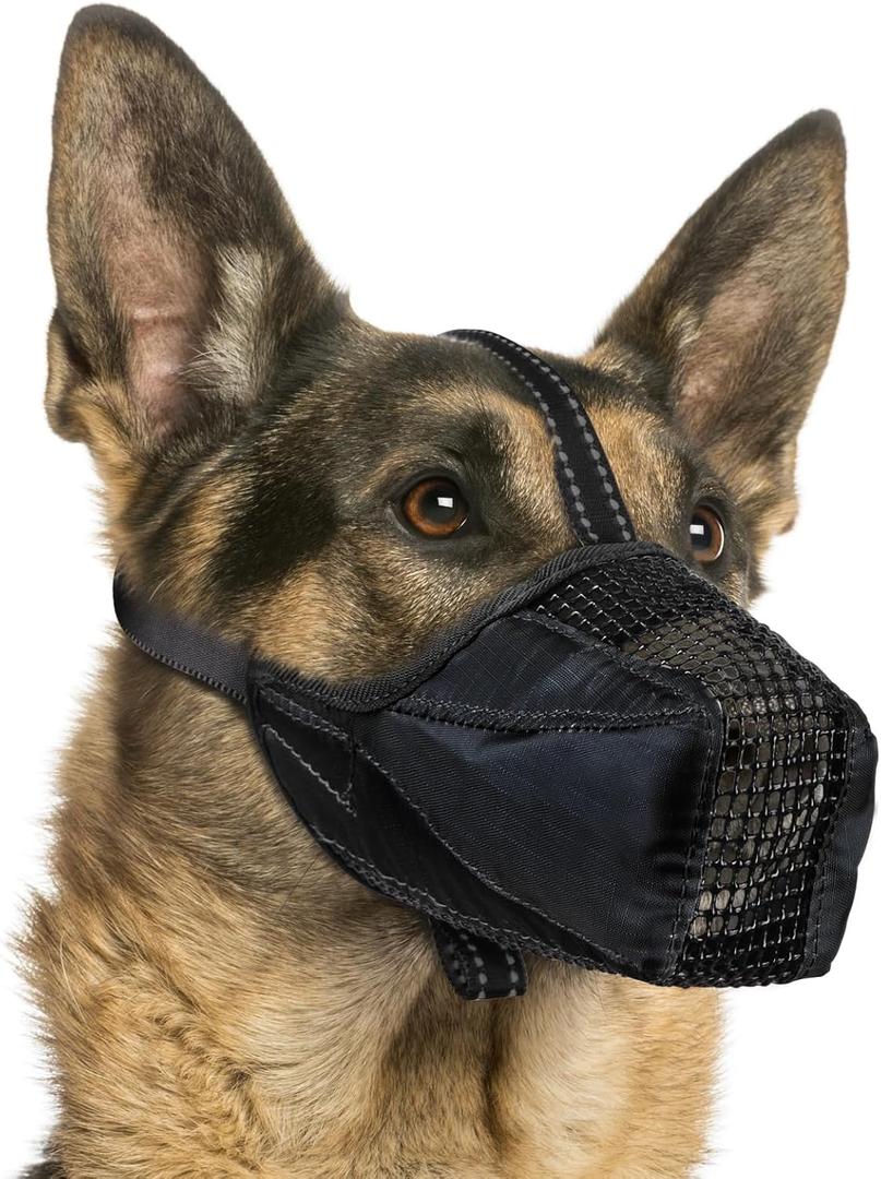 Dog Muzzle, Soft Mesh No Barking Pet Muzzles for Small Medium Large Sized Dogs, Breathable Drinkable Dog Mouth Guard Adjustable Puppy Muzzle to Prevent Dogs Biting Chewing and Licking Black (M-1(circumference 9.44 in))