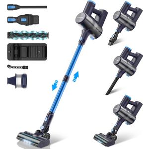 Claesydorn Cordless Vacuum Cleaner, Powerful 6-in-1 Lightweight Stick Vacuum Up to 45mins Runtime with Ultra-Large Capacity Battery, Rechargeable Handheld Vacuum for Hard Floor Pet Hair Home