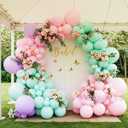 Pink Purple Mint Green Balloon Arch Kit Double Stuffed Pastel Balloons with Gold Butterflies for Baby Shower, Girl Birthday, Butterfly Theme, Baby in Bloom, Spring or Garden Party Decor