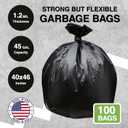 45 Gallon Garbage Trash Bag 40X46" 1.2 Mil Black 100 Count Can Liner Bulk 40 Gallon 41 Gallon 42 Gallon 43 Gallon 44 Gallon Made in USA