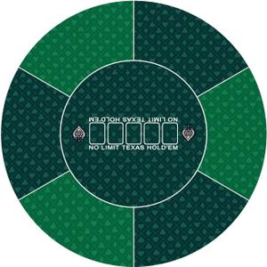 Round Poker Mat,39/47/55/63 inch 6-10 Person Texas Poker Rubber Mat, Foldable Tabletop, Portable Poker Tabletop, Suitable for Poker Games, Blackjack, Casino Layout(Green 120 * 120CM)