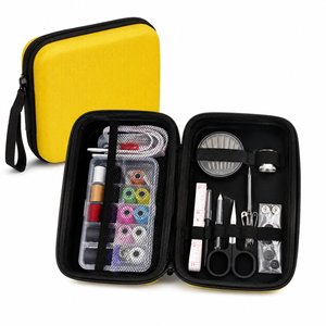 Portable Sewing Kit for Adults, Travel Sewing Repair Set with Thread Spools, Needles, Scissors, Measuring Tape and Yellow Zipper Carrying Case