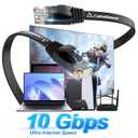 Cat 6 Ethernet Cable 20 ft, Indoor&Outdoor, High Speed 10Gbps Flat Internet Network Cable, Pure Copper Ethernet Patch Cable Long, Computer LAN Cable with Clips & Straps for Router, Modem, PS4/5, Black