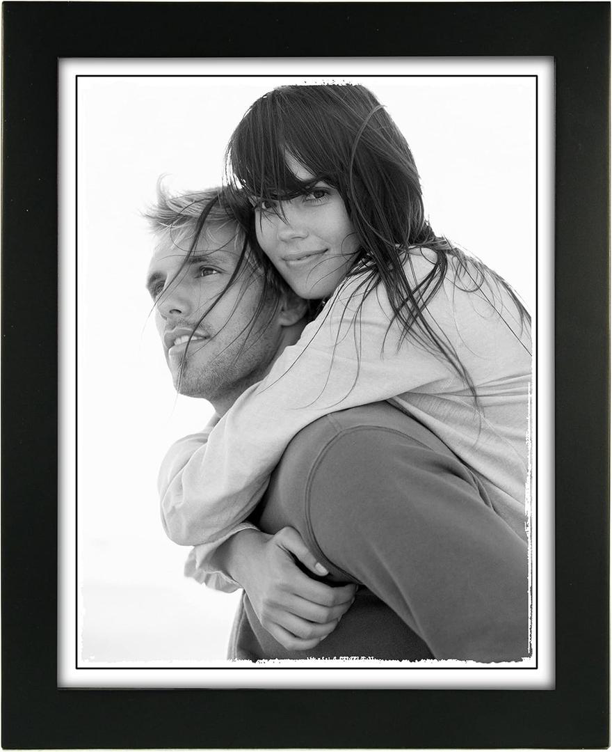 Malden 8x10 Picture Frame - Wide Real Wood Molding, Real Glass - Black