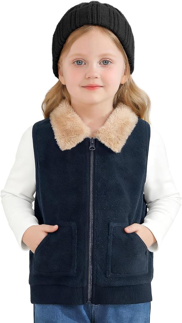 Toddler Girls Boys Fleece Vest Winter Warm Clothes Buffalo Plaid Christmas Jacket Kids Puffer Quilted Gilet Coat (3T, Navy)