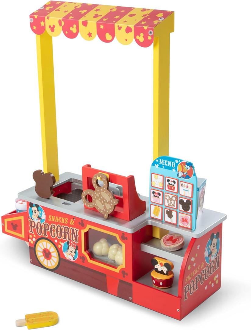 Melissa & Doug Disney Snacks & Popcorn Wooden Pretend Play Food Counter  33 Pieces - FSC-Certified Materials