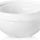 TEAKISS Ceramic Large Mixing Bowls for Kitchen, Big Serving Bowls for Cooking, Popcorn, Salad, Soup, Baking, Dough Bread Making Bowl, 1 Pack 8 inch, White