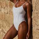 Women's Sexy One Piece Bathing Suit Swimsuit High Cut Leg Cheeky Coverage, Adjustable Thin Strap (White, XS)