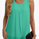 IWOLLENCE Womens Summer Tank Tops Sleeveless Chiffon Double Layers Blouse Loose Round Neck Casual Shirts, Size XL