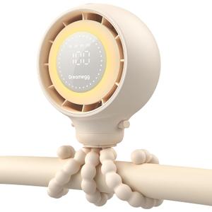 Dreamegg Portable Stroller Fan - 4000mAh Rechargeable Baby Stroller Fan With LED Display, Night Light, Hidden Blade, Detachable 4 Speed 360Rotate, Handheld Cooling for Crib,Travel, Car Seat, Bedroom