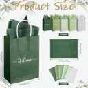 Kolldenn 15 Sets Sage Green Wedding Welcome Bags for Guests, Gift Bags Bulk with Handles and Tissue Paper, Bridal Shower Wedding Favor, Church and Hotel Welcome Gift, 6"x5.9"x3.2"