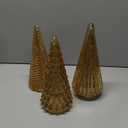 Table Top Christmas Tree Decorations with Fairy Lights,Gold Mercury Glass Finish, Holiday Table Centerpiece and Mantle Decor Set of 3 Assorted Trees