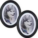 2 Pack Oval Picture Frame 5x7 Black Oval Photo Frames 5 by 7 Photo Frame for Home Decor, Photo Gallery