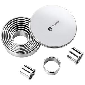 12 Pcs 304 Stainless Steel Biscuit Cutter Set - Round Cookie Cutters for Baking (1/2/3/4/5'') with Storage Box, Dough Pastry Cake Circle Cutting Ring Molds, Non-Rust, Dishwasher Safe & 1.5‘’ High