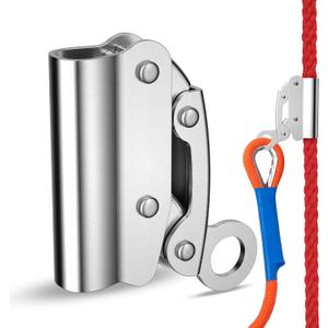 Self-Locking Rope Grab Ascender, Alloy Steel, Suitable for Heavy Industry/Roofing/Construction/Fall Protection/Tree Trimming/Lifeline, Compliant with OSHA/ANSI Standards (Silver 10-16mm)