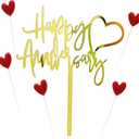 Happy Anniversary Cake Topper Gold Happy Anniversary Cake Party Decorations for Birthday Wedding Anniversary Party Decorations Supplies