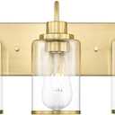 Beionxii Bathroom Vanity Light, 3 Light Gold Bathroom Light Fixtures with Clear Glass Shade, Modern Vanity Lighting Fixtures Over Mirror, Living Room, Hallway, BX-VL01BG-3CG