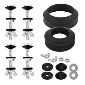 2 x Universal Toilet Tank to Bowl Gasket Kit,Heavy Duty Toilet Bolts,2 Kind Gasket and 4 Pieces 5/16 * 3.15 Inch Toilet Tank Bolts,Fits Most 2-Inch and 3-Inch Leak Resistance Toilet Flush Valve Opening