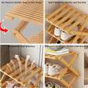 Foldable Shoe Rack, Bamboo Vertical Shoe Organizer Tall for Small Spaces. Multifunctional Narrow Shoe Shelf for Entryway, Closet, Corner, Bedroom, Hallway, Wood Color 5 Layers