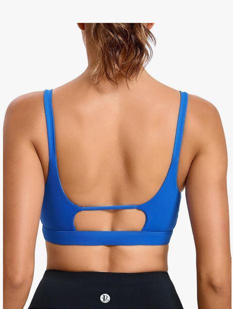 RUNNING GIRL Sports Bras for Women,Square Neck Sports Bra Medium Support Yoga Bra Workout Crop Top with Removable Cups L