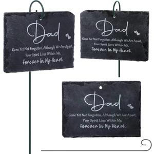 Roowest Dad Grave Decoration for Cemetery Memorial Stone Plaque Sympathy Cemetery Markers Hanging Garden Markers Stainless Steel Rod for Garden Lawn Yard Funeral