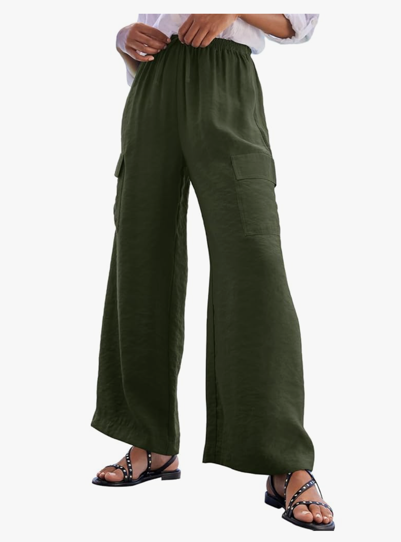 EVALESS Women Palazzo Pants Summer Casual Wide Leg High Waist Lounge Flowy Beach Trousers Travel Vacation Outfits Size  L