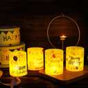 Happy Birthday Table Centerpiece Decorations, 8 Sets Birthday Centerpieces Lantern Boxes & LED Tea Lights, Flameless Votive Candle Holders for Birthday Party, Candle Shade Cover Sleeve for Home Office (Black and Red)