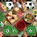 Soccer Birthday Party Decorations Includes Plates, Napkins, Cups, Banner, Hanging Swirls, Tablecloths, Balloons, Toppers, Honeycomb Centerpieces for Sport Soccer Party Decorations, Serves 24