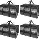 4-Pack Oversized Moving Bags with Reinforced Handles, Heavy-Duty Storage Tote for Clothes, Moving Supplies (Black, 4-Pack)