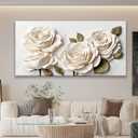 Suconvng Large Wall Art For Living Room Floral Wall Art Decor Modern Canvas Art Wall Decor 29" X 58" Painting White Flower Wall Art For Bedroom Home Office Dining Room Home Wall Decoration
