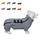 Lovelonglong Warm Dog Coat Double Layers Vest, 4 Legs Covered Windproof Waterproof Reflective Outdoor Skating Costume for Corgis Dachshund Gray, Size D-M