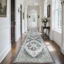 Madane 3x20 Hallway Runner Rug - Extra Long Carpet Runners for Hallways 20ft Non Slip Stain Resistant Rugs Runner for Living Room Bedroom 20 Feet Distressed Floor Carpet for Kitchen, Black