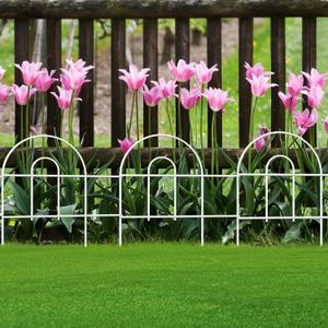 Decorative Garden Folding Border Fence 18in X20ft Rustproof Metal Wire Edging Flower Bed Fences Panel Outdoor White Garden Fencing Edge Patio Landscape (White-18x20)