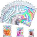 Jetmore  Smell Proof Bag, Mylar Bags with Clear Window & Zipper, Resealable Holographic Bag for Gift, Jewelry, Snack, Candy, Treat, Small Business Packaging Bags, Small Goody Baggies (4x6in)