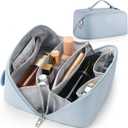 GAGAKU Large Travel Makeup Bag for Women Waterproof - Cosmetic Toiletry Organizer, Makeup Pouch for Girls - Color Blue