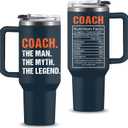 Coach Gifts - 30 Oz Coach Nutriton Facts Tumbler, The Man The Myth The Legend - Christmas Birthday Cheer Coachs Gifts, Soccer Softball Basketball Swim Coachs Appreciation Gift for Him