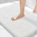 Yimobra Bath Rugs for Bathroom 32x20, Ultra Soft and Water Absorbent Bath Mats, Non Slip Plush Shower Mat Outside, Microfiber Thick Matts for Bathroom Floor/Tub, Machine Washable, Off White